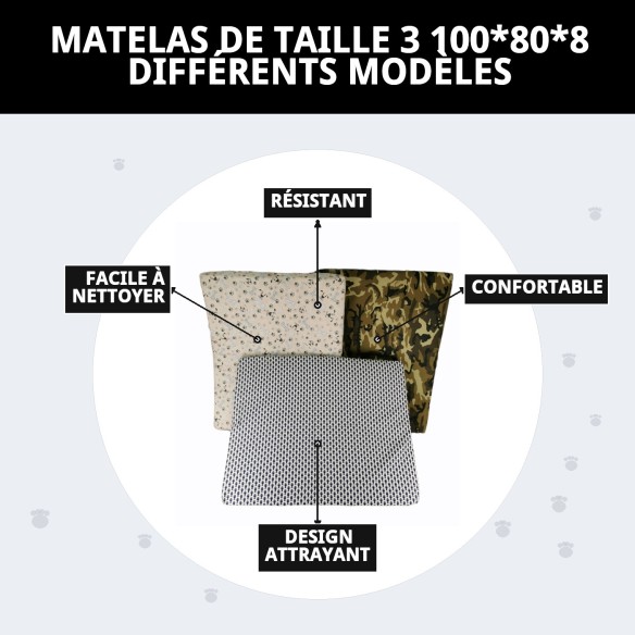 Matelas Taille 3 pour Animaux - Design Varié et Confortable