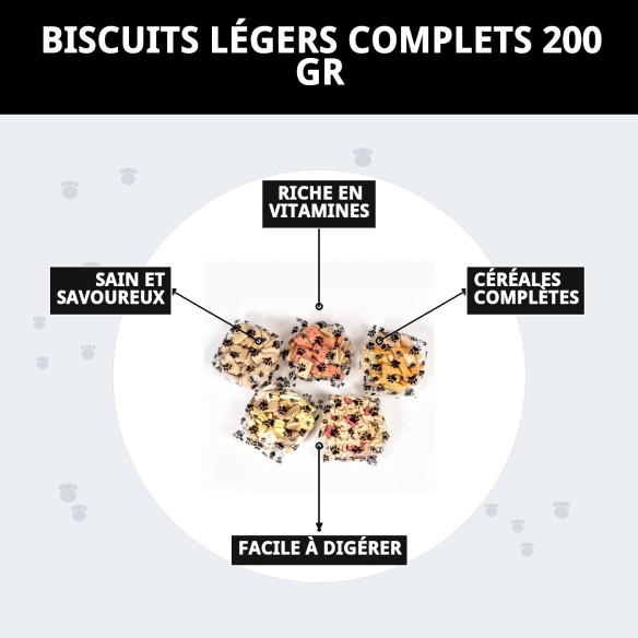 Biscuits Light Intégraux pour Chiens - Nutrition Saine 200g