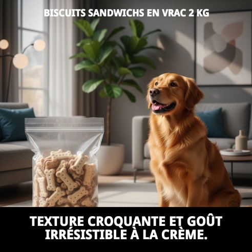 Biscuits Sandwich pour Chiens 2 kg - Snack Nutritif et Délicieux