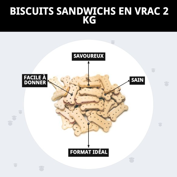 Biscuits Sandwich pour Chiens 2 kg - Snack Nutritif et Délicieux