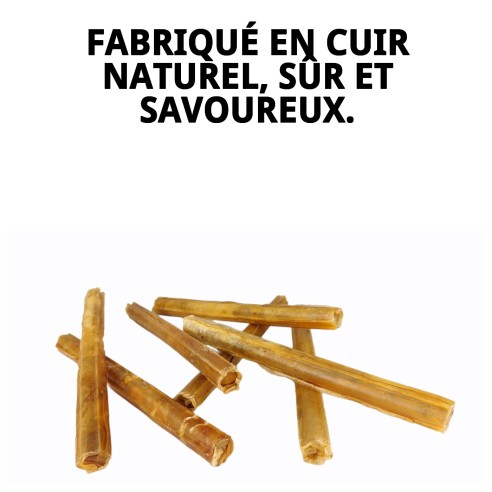 Barre de Cuir Naturel pour Chiens - Sac de 10 Unités