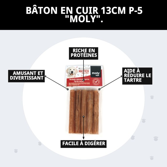 Barres de peau pour chiens Moly 13cm - Snack sain
