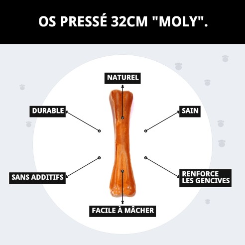 Os Précisé 32 cm Moly : Masticable Naturel pour Chiens