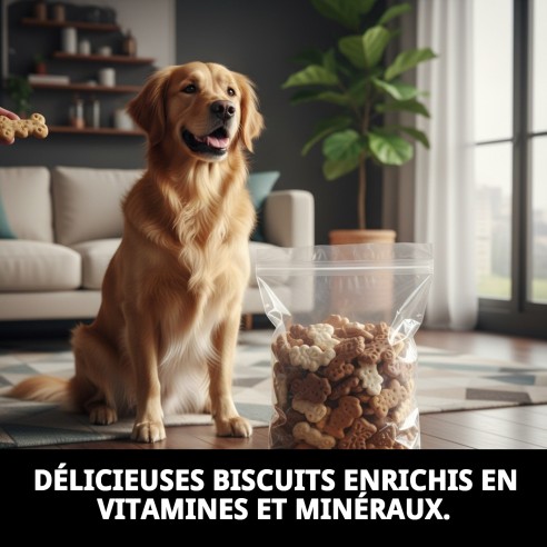 Biscuits Mini Mix Ferme pour Chiens - Saveur Vanille et Caramel