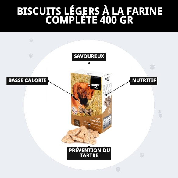 Biscuits Light Intégraux pour Chiens 400g - Santé et Saveur