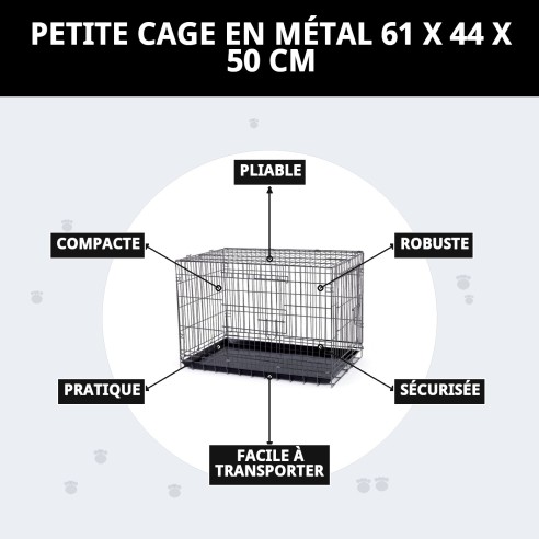 Cage Métallique Petite 61x44x50 cm - Confort et Sécurité