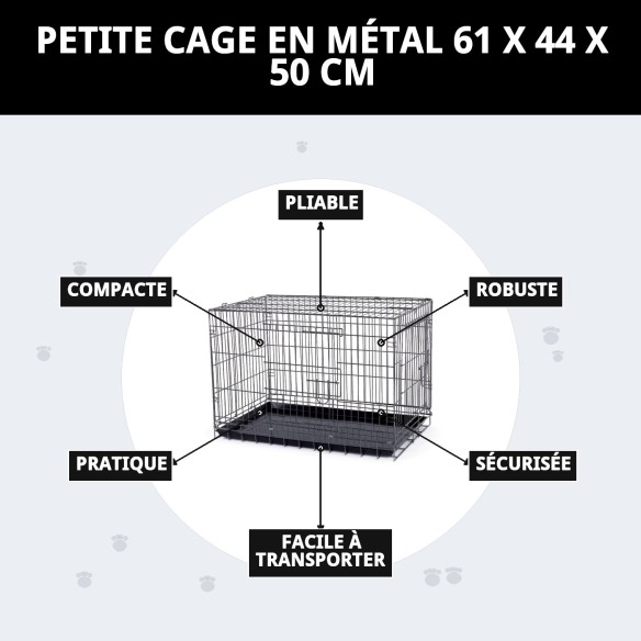 Cage Métallique Petite 61x44x50 cm - Confort et Sécurité