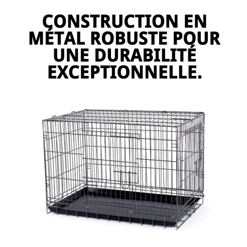 Grande Cage Métallique 93x57x64 cm pour Animaux de Compagnie Confortables