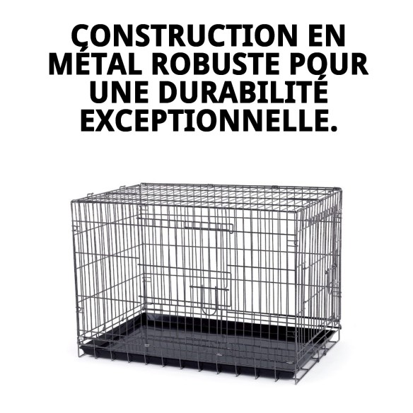Grande Cage Métallique 93x57x64 cm pour Animaux de Compagnie Confortables