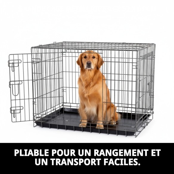 Grande Cage Métallique 93x57x64 cm pour Animaux de Compagnie Confortables