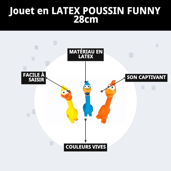 Jouet en latex poulet amusant pour chiens - 28 cm amusant