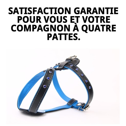 Harnais en cuir de luxe avec cristaux - 60 cm pour animaux de compagnie
