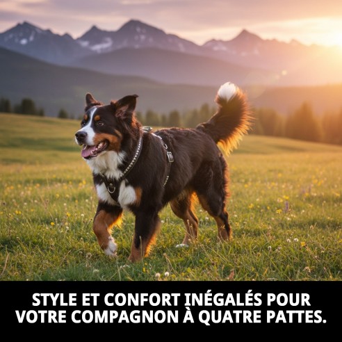 Harnais en cuir Luxury Clous 90 cm pour animaux élégants