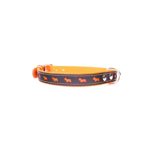Collier de Luxe Réfléchissant en Cuir - 57 cm Orange Brillant