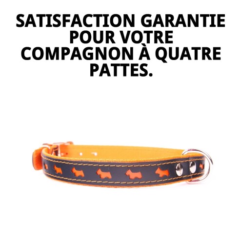 Collier de Luxe Réfléchissant en Cuir - 57 cm Orange Brillant
