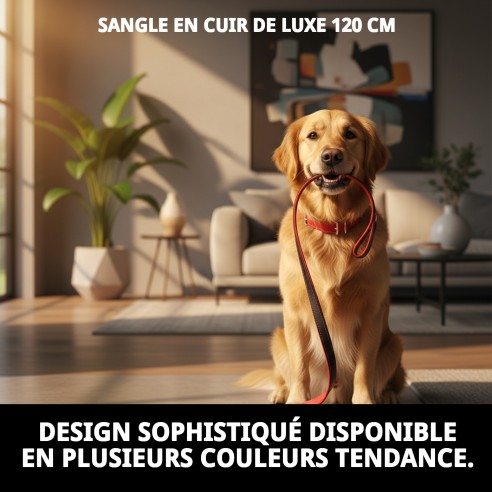 Correa en Cuir Luxe 120 cm - Style et Qualité pour Votre Animal de Compagnie