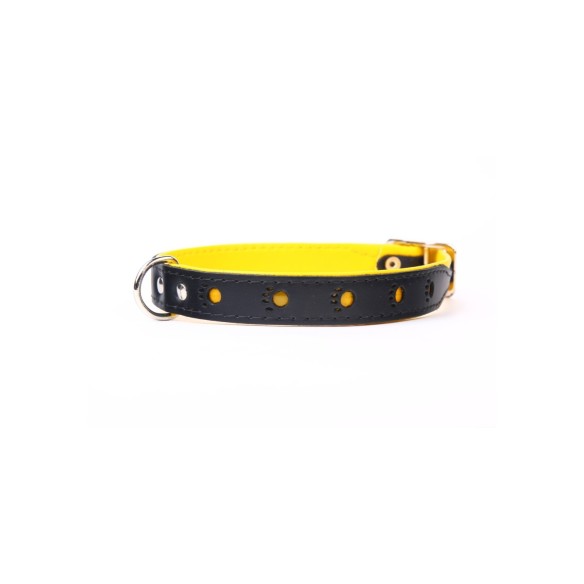 Collier en cuir Luxury Huella 45 cm - Jaune réfléchissant