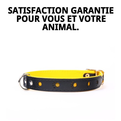 Collier en cuir Luxury Huella 45 cm - Jaune réfléchissant