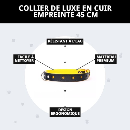 Collier en cuir Luxury Huella 45 cm - Jaune réfléchissant