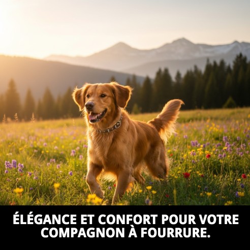 Collier en Cuir Luxe avec Cristaux - Élégance pour votre Animal de Compagnie