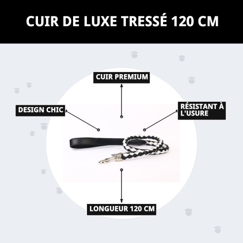 Ramal en Cuir Luxe Tressé 120 cm - Style Élégant et Durable