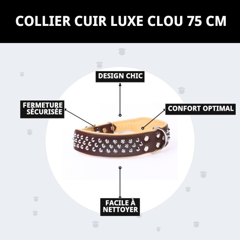 Collier en cuir Luxury Clavo 75 cm - Élégance pour votre animal de compagnie