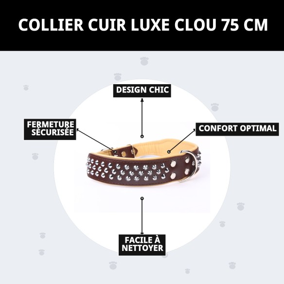 Collier en cuir Luxury Clavo 75 cm - Élégance pour votre animal de compagnie
