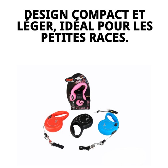 Correa Flexi New Classic XS 3M - Idéale pour votre animal de compagnie