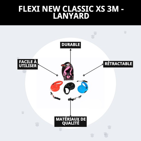 Correa Flexi New Classic XS 3M - Idéale pour votre animal de compagnie