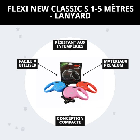 Correa FLEXI NEW CLASSIC S 5m Néon - Idéale pour votre animal de compagnie