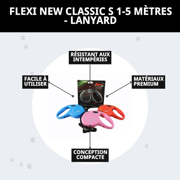 Correa FLEXI NEW CLASSIC S 5m Néon - Idéale pour votre animal de compagnie