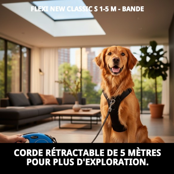 FLEXI NEW CLASSIC S 1-5 M : Laisse pour se promener avec style