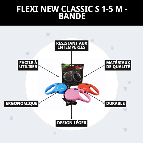 FLEXI NEW CLASSIC S 1-5 M : Laisse pour se promener avec style