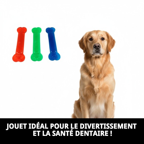 Mordeur en forme d'os en vinyle grand de 18 cm pour votre animal de compagnie.
