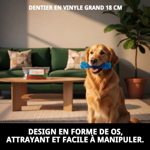 Mordeur en forme d'os en vinyle grand de 18 cm pour votre animal de compagnie.