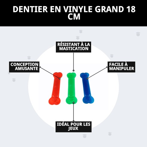 Mordeur en forme d'os en vinyle grand de 18 cm pour votre animal de compagnie.