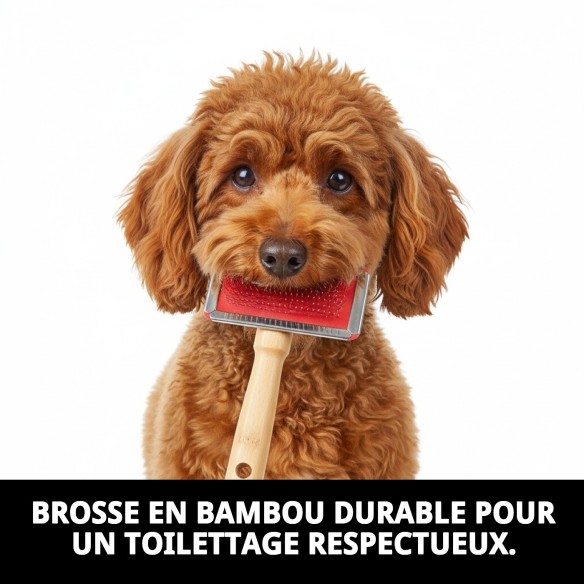 Brosse en Bambou Petite pour le Soin du Pelage des Animaux de Compagnie