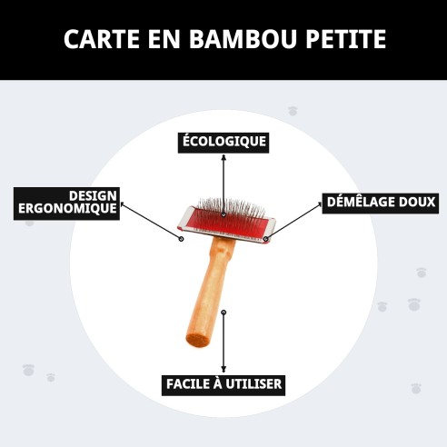 Brosse en Bambou Petite pour le Soin du Pelage des Animaux de Compagnie