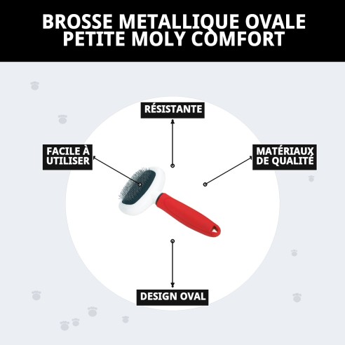 Carde métallique ovale petite Moly Confort pour animaux de compagnie.