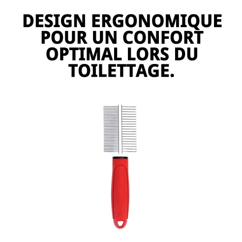 Peigne Double Moly Confort pour Toilettage d'Animaux