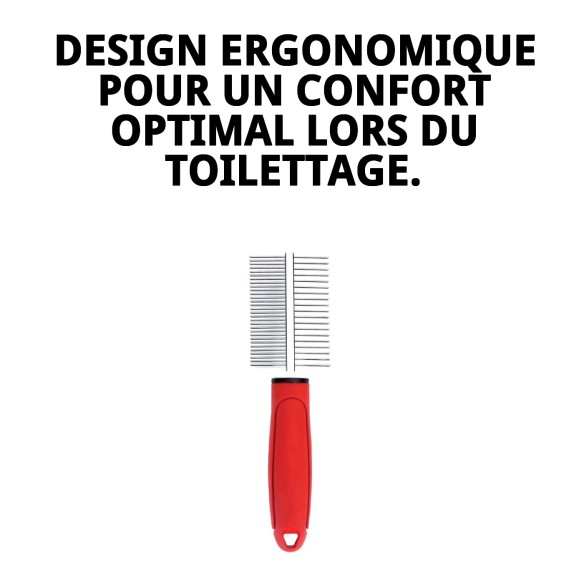 Peigne Double Moly Confort pour Toilettage d'Animaux