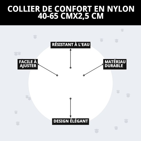 Collier en Nylon Confort pour Chiens 40-65 cm - Confort et Style