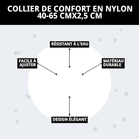 Collier en Nylon Confort pour Chiens 40-65 cm - Confort et Style