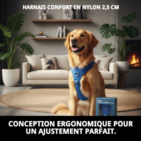 Harnais en Nylon Confort 2,5 cm pour Chiens - Achat en Ligne
