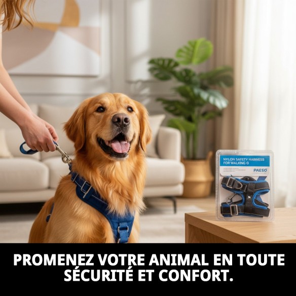 Harnais en nylon de sécurité pour promenade G pour animaux de compagnie.