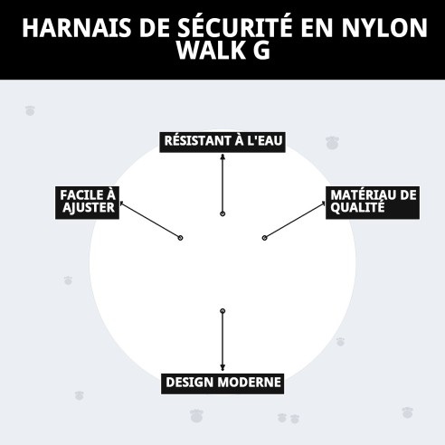 Harnais en nylon de sécurité pour promenade G pour animaux de compagnie.