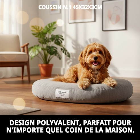 Coussin 45x32 cm pour animaux de compagnie, confortable et lavable.