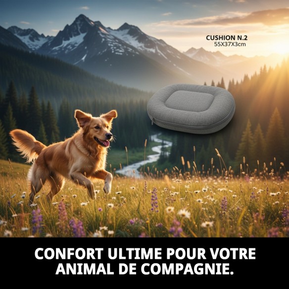 Coussin ovale 55x37 cm pour chiens et chats, déhoussable.