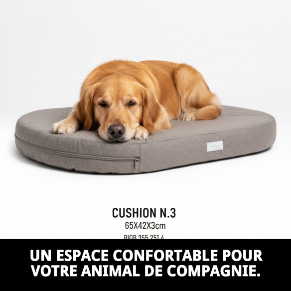 Coussin N.3 65x42cm pour chiens et chats, déhoussable et lavable.