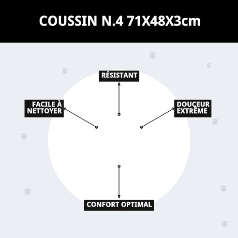 Coussin N.4 71x48x3cm pour Animaux - Confort et Style